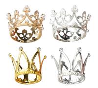 BLMHTWO 4 topper per torta a forma di corona dorata, argento, piccola corona, regina, mini copricapo da principessa, mini diadema, decorazione per torte da donna, ragazza, matrimonio, a tema reale