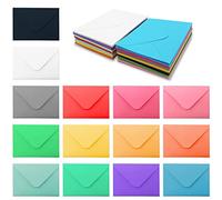 BLMHTWO 70 mini buste colorate - piccoli biglietti con patta quadrata (15 colori, 10 x 7 cm)