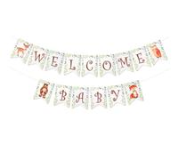 BLMHTWO Banner di benvenuto per baby shower, decorazioni per feste di compleanno per ragazzi e ragazze, cartello con animali della foresta boschiva per rivelare il sesso festa di nascita neonato