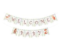 BLMHTWO Banner di benvenuto per baby shower, decorazioni per feste di compleanno per ragazzi e ragazze, cartello con animali della foresta boschiva per rivelare il sesso festa di nascita neonato
