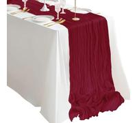 BLMHTWO Runner da tavola in garza rustica bohémien, 89 x 305 cm, colore: bordeaux, per formaggi, per matrimoni, matrimoni, baby shower, feste di compleanno, decorazione da tavolo (bordeaux)
