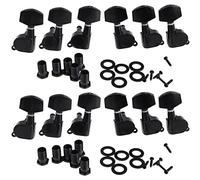 Blmirror 12 Pezzi Nero Sealed Elettrico A Punto Pioli Sintonizzatore Macchina Capo 6R 6L / Acustico Chitarra