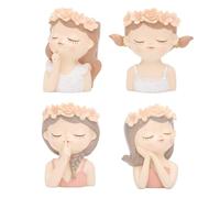 Blmirror 4 Pezzi Kit di Vasi per Piante Grasse Piccole Fate con Foro di Drenaggio, Vaso per Cactus da 4 Pollici per Interni, Vasi di Fiori Carini e Unici, Decorazioni Durevoli