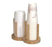 Blmirror Portabicchieri Usa e Getta Portabottiglie Scaffale per Acqua Tazze da Tè Distributore di Legno con Supporto per Espositore per Tazze Più Lunghe,2