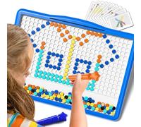 BLmukce Grande tavolo da disegno magnetico per bambini, con 200 perline, 2 penne e 20 modelli opuscoli, montessori Dot Art giocattolo da viaggio, giocattolo educativo per 2 3 4 5 6 anni