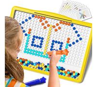 BLmukce Grande tavolo da disegno magnetico per bambini, con 200 perline, 2 penne e 20 modelli opuscoli, montessori Dot Art giocattolo da viaggio, giocattolo educativo per 2 3 4 5 6 anni