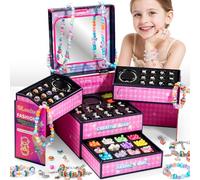 BLmukce Kit per la creazione di gioielli per bambini, braccialetto con charm e perline fai da te per ragazze, con perline, ciondoli e accessori per catena, regalo di compleanno e Natale (4-12 anni)
