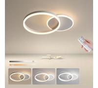 BLMYL Lampadario Camera da Letto,36W 3600lm Plafoniera LED Dimmerabile, lampadario soggiorno con Telecomando,3000K - 6000K Tre cerchi in Alluminio,per Camera da Letto, Soggiorno, Salone