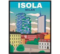 BLN PRINT Empire Interactive - Poster da viaggio vintage Milano Isola (1)