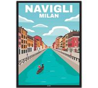 BLN PRINT Poster da viaggio vintage di Milano Navigli (1)