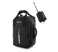 Blnbag M7 - Trolley da viaggio 40×20×25 cm Materiale impermeabile, piccola Valigia, cabin bag max 20L, borsone per aereo leggero 2 ruote, Bagaglio morbido Scomparto imbottito per laptop, Nero