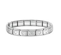 BLNC Bracciale a Maglia Modulare Compatibile con Tutti i Charm Italiani Classici da 9mm (Modello Cuore Argento)