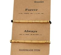 BLNGET Confezione da 2 braccialetti intrecciati Morse Code, in acciaio inox, adatti per coppie presenti, As show