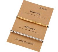 BLNGET Confezione da 2 braccialetti intrecciati Morse Code, in acciaio inox, adatti per coppie presenti, As show