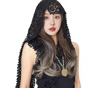 BLNGET Delicato Foulard In Pizzo Per Le Donne Musulmane E Pregare Mantiglia Floreale Modello Rosa Puntelli Foto Del Merletto Delle Donne Ricamato Sciarpa Headwrap Sci, Nero , Taglia unica