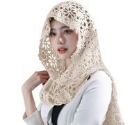 BLNGET Delicato Foulard In Pizzo Per Le Donne Musulmane E Pregare Mantiglia Floreale Modello Rosa Puntelli Foto Del Merletto Delle Donne Ricamato Sciarpa Headwrap Sci, Beige, Taglia unica