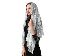 BLNGET Graziosa sciarpa velata grande sciarpa scialle caratteristica delicata bordatura in pizzo per eventi formali e cerimonie religiose cerimonie religiose, bianco, Taglia unica