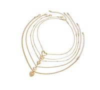 BLNGET Set di 5 eleganti collane a forma di cuore, regolabili, per donne, uso quotidiano e feste, As show, vai a casa