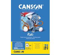 Bloc Encolado, A4, 20 Hojas, Canson Kids Pintura 200g
