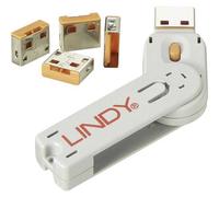Blocca porte usb arancione lindy usb-lock + key