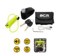 Bloccadisco Blocca Disco Sonoro BCR Nero 5.5 mm + Cavo Moto Scooter