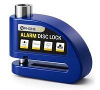 Bloccadisco con allarme 110 dB - Antifurto per moto/scooter/bicicletta - compatto e robusto, resistente alle intemperie, elettronica protetta - utilizzabile con guanti - con borsa da trasporto - Blu