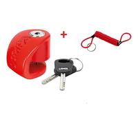 BLOCCADISCO LUCCHETTO MOTO SCOOTER ANTIFURTO ALLARME MOTORE ROSSO + OMAGGIO