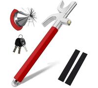 Bloccasterzo Auto Dispositivo antifurto per blocco del volante dell'auto, adatto per morsetto a lunghezza regolabile, sterzo retrattile a doppio gancio con serratura(With cone red)