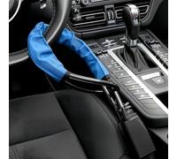 Bloccasterzo per Auto da Volante a Cinture di Sicurezza, 3 Chiavi | Universale, Resistente, Flessibile Alta Visibilità, Dispositivo Antifurto per SUV Van Camper(Blue)