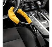 Bloccasterzo per Auto da Volante a Cinture di Sicurezza, 3 Chiavi | Universale, Resistente, Flessibile Alta Visibilità, Dispositivo Antifurto per SUV Van Camper(Yellow)