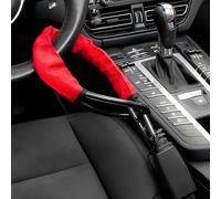 Bloccasterzo per Auto da Volante a Cinture di Sicurezza, 3 Chiavi | Universale, Resistente, Flessibile Alta Visibilità, Dispositivo Antifurto per SUV Van Camper(Red)