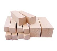 Blocchetti in Legno da Scolpire e da Intaglio Set - 12PZ Blocchi da Intaglio Kit per Intaglio Intaglio in Legno - in Tiglio per Intaglio, Lavorazione e Scolpitura