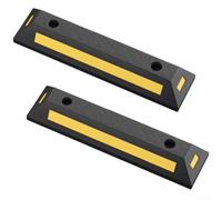 Blocchetto di parcheggio in gomma, per guida di parcheggio per garage, resistente cuneo per ruote, per parcheggio all'aperto, gomma resistente ai raggi UV, strisce di sicurezza riflettenti