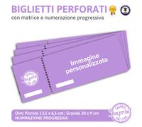 BLOCCHETTO RIFFA LOTTERIA Biglietti PERFORATI e NUMERATI a COLORI PERSONALIZZATI