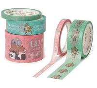 Legami - Set di 5 Nastri Adesivi di Carta, Tape By Tape, Ø 4,5 cm, H max 3 cm L 5 m, Tema Cute Animals, Coloratissimi, per Incollare, Decorare e Personalizzare
