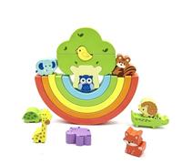 Blocchi Animali Arcobaleno Impilabili, Giocattolo Creativo a Open-Ended | Blocchi da Costruzione a Tema Forestale, Blocchi di Equilibrio Montessori