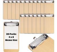 Blocchi appunti portatili a mezza pagina, formato memo, in legno, leggeri, 20 pezzi, mini portablocco per ricevute, lista delle cose da fare, clip per promemoria