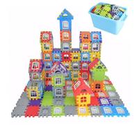 Blocchi Arcobaleno|Blocchi Waffle per Bambini 3+, 210 Pezzi Costruzione Sicura in Plastica ad Incastro, Arcobaleno Educativo, Divertenti Set di Costruzioni Giocattolo Riutilizzabili con Borsa di Stoc