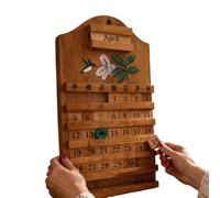 Blocchi Calendario Scrivania - Display Perpetuo Data In Legno Riutilizzabile Con Scultura Colibrì,Blocco Calendario Perpetuo | Per La Casa Di Campagna Entrata La Libreria Il Soggiorno La Camera Da