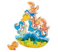 Blocchi da costruzione di dinosauri - giocattoli di dinosauro in legno per | Giocattolo impilabile dei dinosauri | Gioco di famiglia di giocattoli educativi | Set di costruzione di giochi interattivi