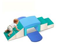 Blocchi da Costruzione in gommapiuma, con Scivolo, Archi in Diverse Misure, per Arrampicata Indoor, Grandi mattoncini da Costruzione per Neonati e Bambini Piccoli (Azzurro-6)
