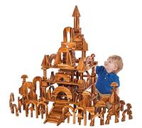 Blocchi da costruzione in legno carbonizzato mezzi esterni per bambini, grandi giocattoli di costruzione sensoriali per interni in legno (M4#: 210 pezzi, 35 LB (16 kg))