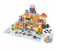 Blocchi da Costruzione in Legno, ma , colorato, +60 basi, secchio , 28cm | Pezzi da assemblare, Costruzioni urbane creative, Attività prescolari, Per genitori atnti