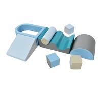 Blocchi da costruzione in schiuma 9 pezzi con vasca da palla, morbidi grandi mattoncini per bambini, struttura da arrampicata con scivolo e piscina per palloni, giocattoli interni, dadi per motori