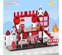 Blocchi da Costruzione Magnetici per Bambini, Blocchi da Costruzione Magnetici del Pompiere per Bambini Superiore ai 3 Anni, Giocattolo Educativo a Forme Geometriche, Regalo di Natale Compleanno