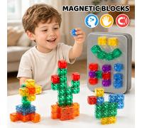 Blocchi da costruzione magnetici trasparenti e colorati, sviluppano il pensiero spaziale e la capacità di costruzione, giocattolo portatile da viaggio, regalo di compleanno per bambini di 3 anni 80 ar