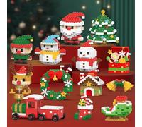Blocchi da Costruzione Natalizi, Set di 4 Blocchi da Costruzione a Tema Natalizio, Set di Blocchi da Costruzione Design Babbo Natale, Mini Figure Ornamentali da Costruzione, Riempitivi Fai-da-Te per