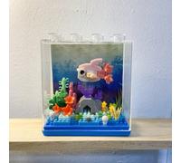 Blocchi da costruzione per acquario in miniatura con copertura di visualizzazione, serie di blocchi da costruzione colorati per l'oceano fai-da-te, adatti come regali per compleanni, festa del papà, f