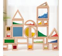 Blocchi di costruzione sensoriali arcobaleno in legno e acrilico, blocchi di assemblaggio geometrici, gioco educativo per il riconoscimento dei colori e il coordinamento della presa, per sviluppare cr