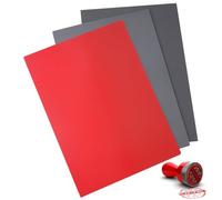 Blocchi di intaglio in gomma per timbri in gomma personalizzati, 3 fogli di timbri in gomma per macchina per incisione laser, 0,09 pollici grigio scuro+grigio chiaro+rosso, tappetini in gomma morbida